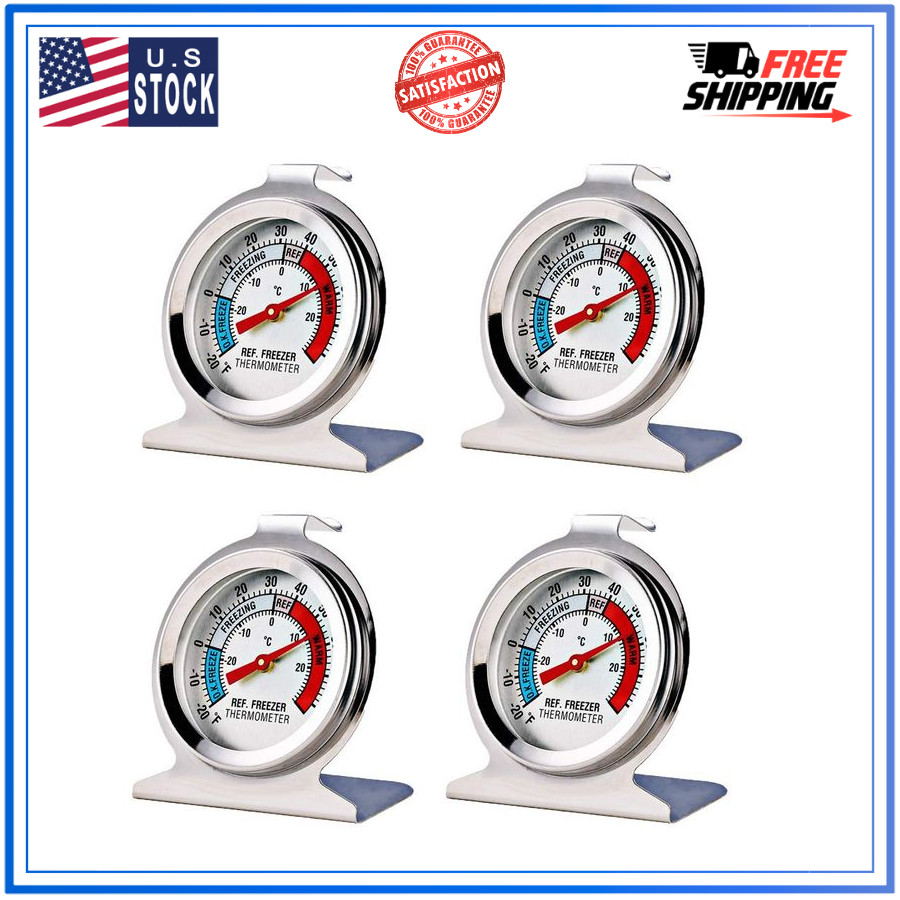 4 Pack Refrigerator Freezer Thermometer Large Dial Analog Thermometer
