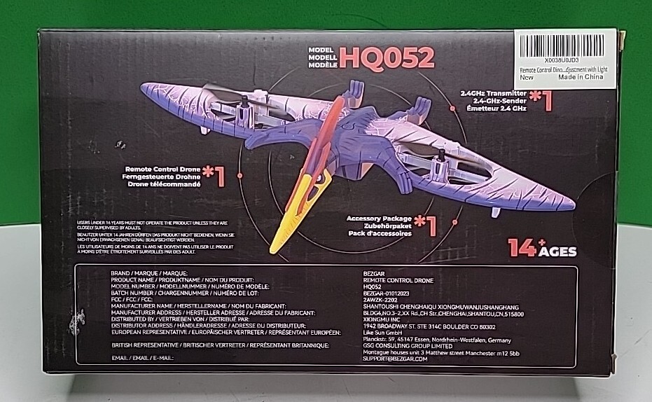 Bezgar HQ052 Pterosaur Flying Remote Control Dinosaur - Sealed.