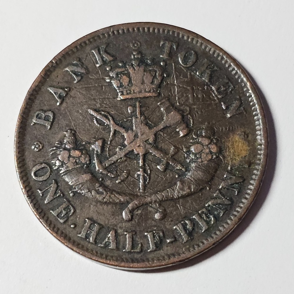 1854 UPPER CANADA - PLAIN 4 - half penny token - LOW COMBINED SHIP - CT-025