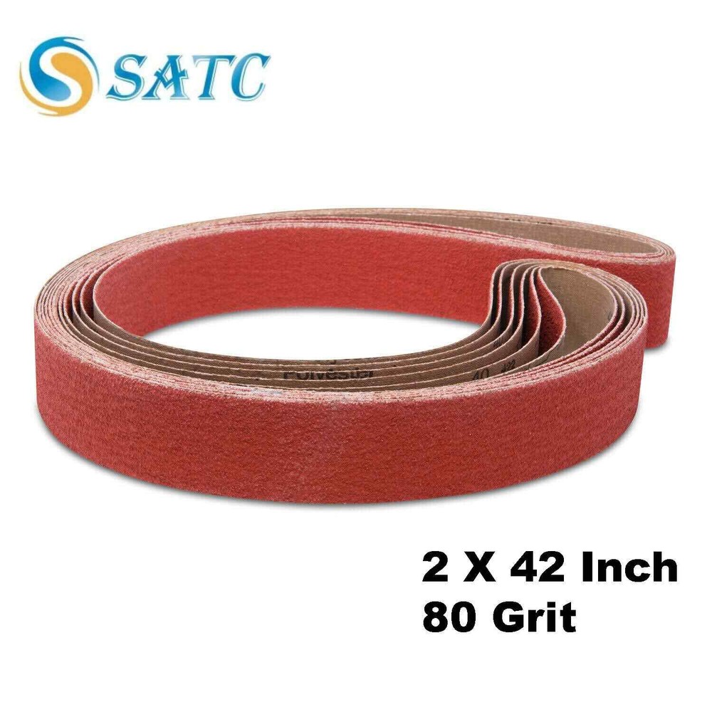 2 X 42 Inch 80 Grit EdgeCore Ceramic Grinding Sanding Belts Long Life - 6 Pack