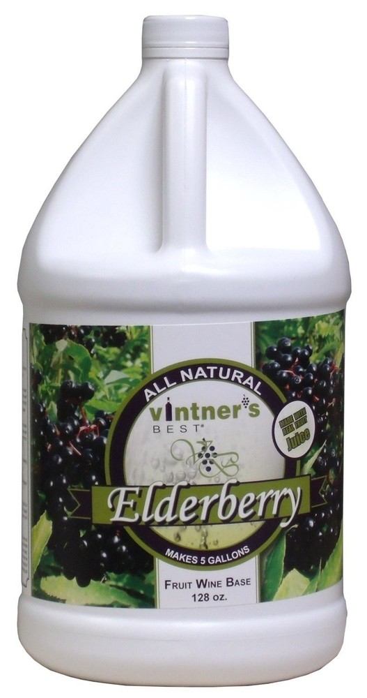 Vinters Best Elderberry Fruit Wine Base for Home Wine Making 128 oz. Jug