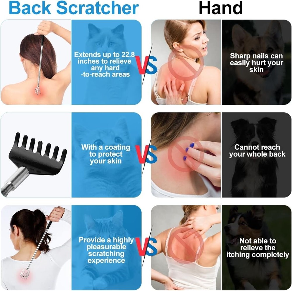 Back Scratcher 3 Pack Different Design Stainless Telescopic Back Scratchers with