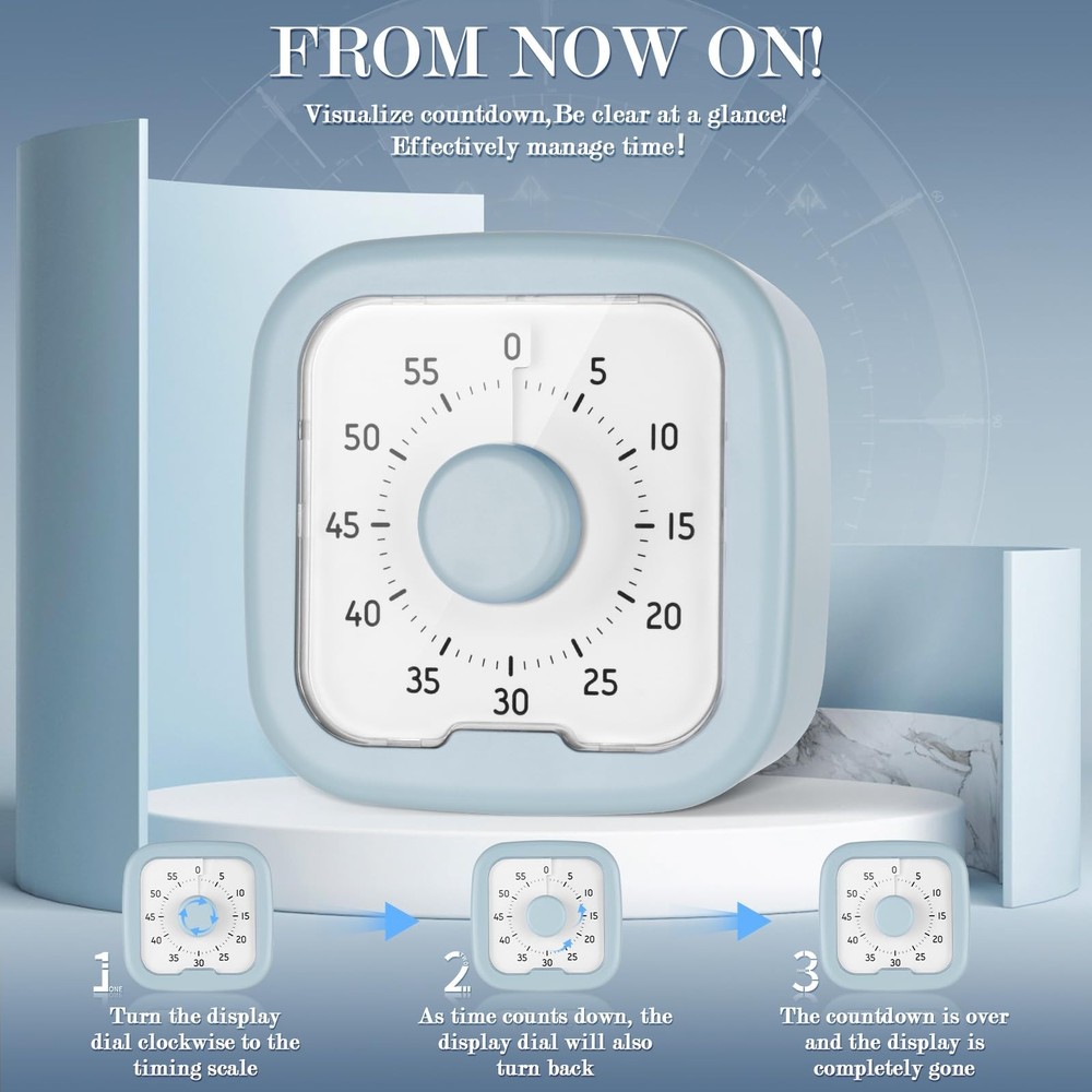 Visual Timer, 60 Minute Countdown Timer for Adults, Pomodoro Timer for Classr...