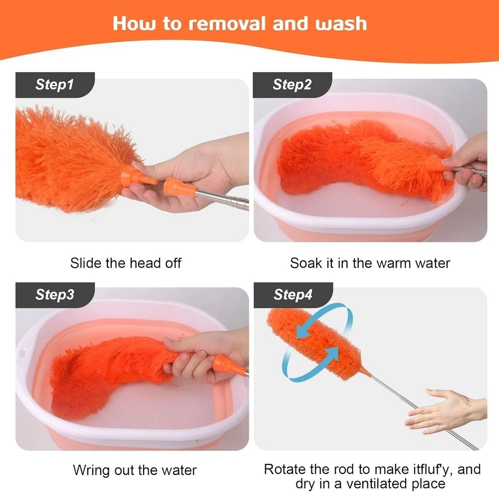 Microfiber Feather Duster Extendable Duster with 30'' to 100'' Telescoping Exten