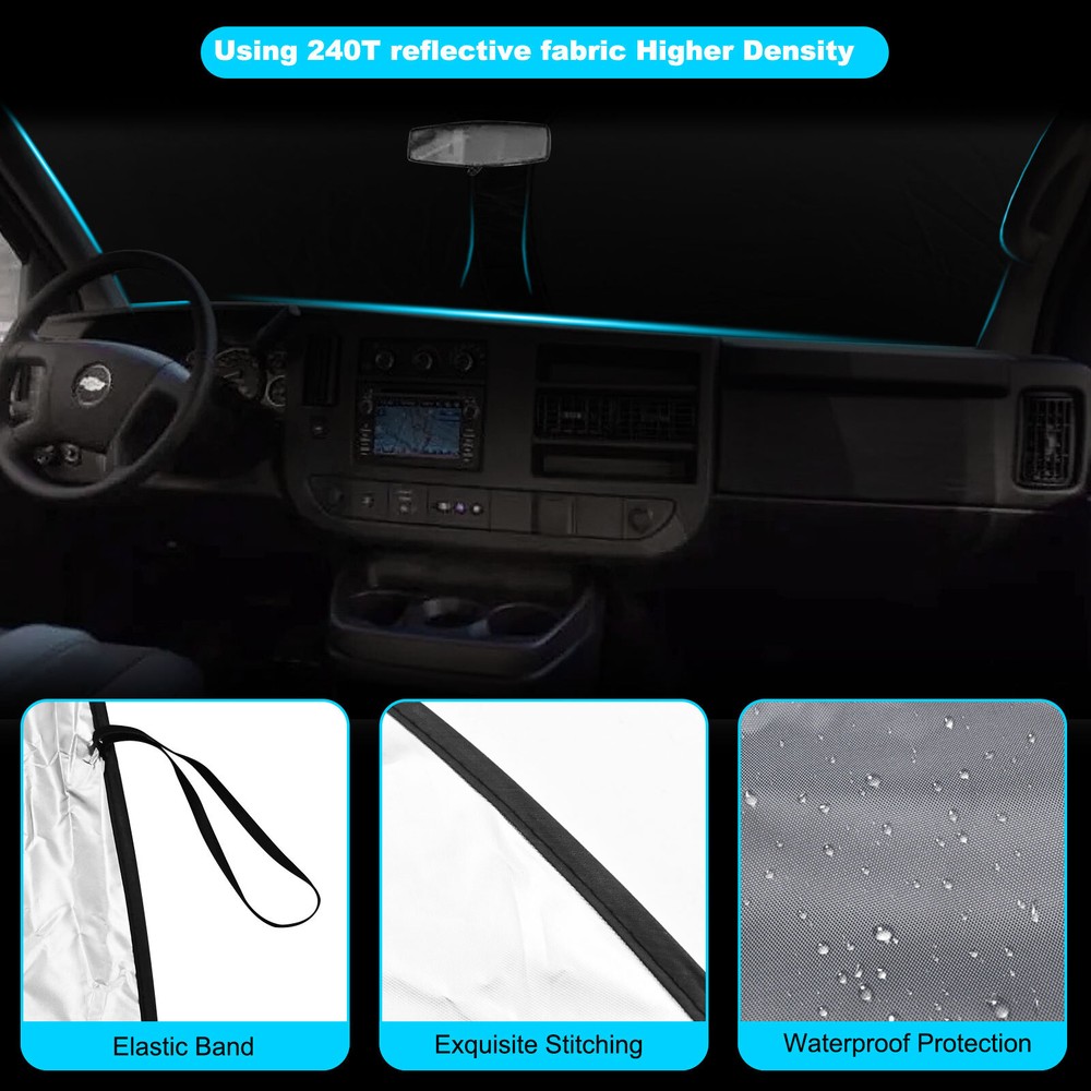 For 1996-2025 Chevy Express Foldable Windshield Visor UV Block Cover Protector