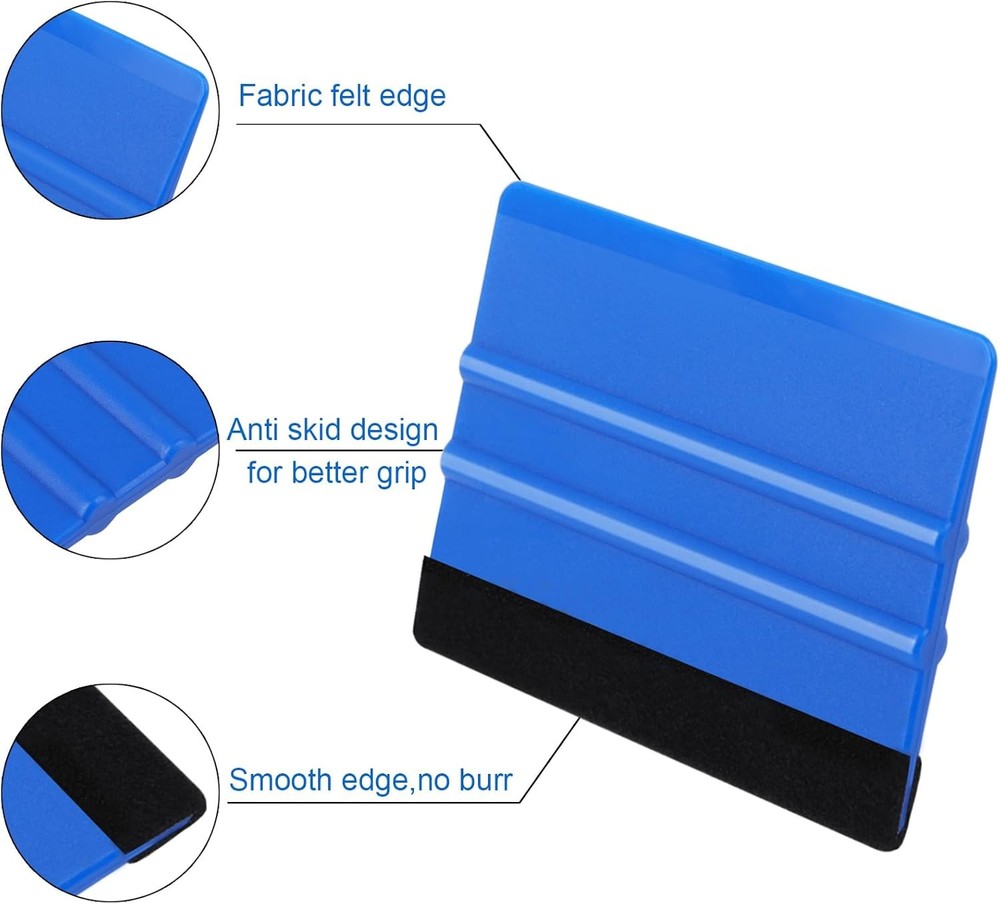 WRAPXPERT Blue Felt Squeegee,2 Pcs Squeegee for Vinyl,Medium Hardness