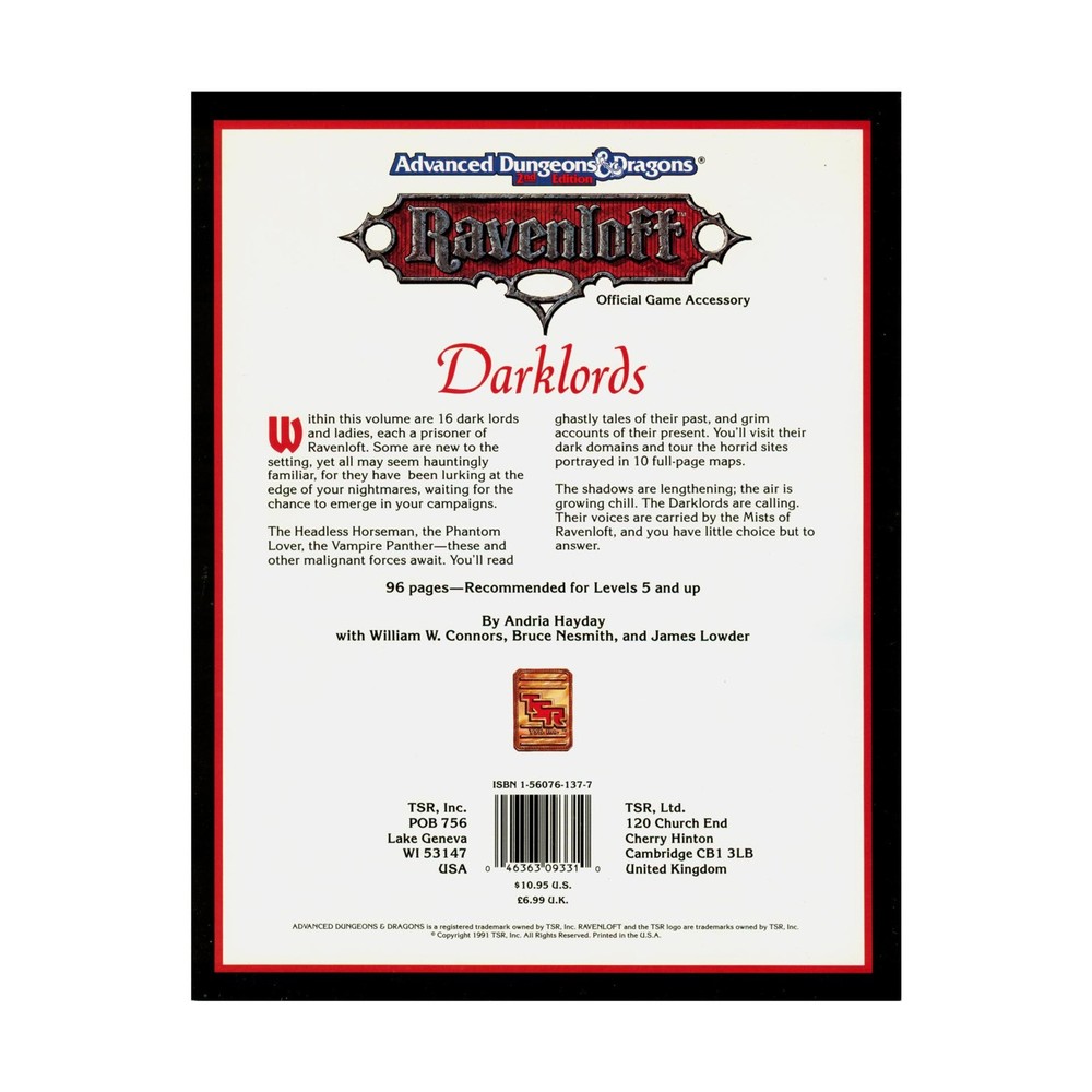 TSR Ravenloft Darklords EX