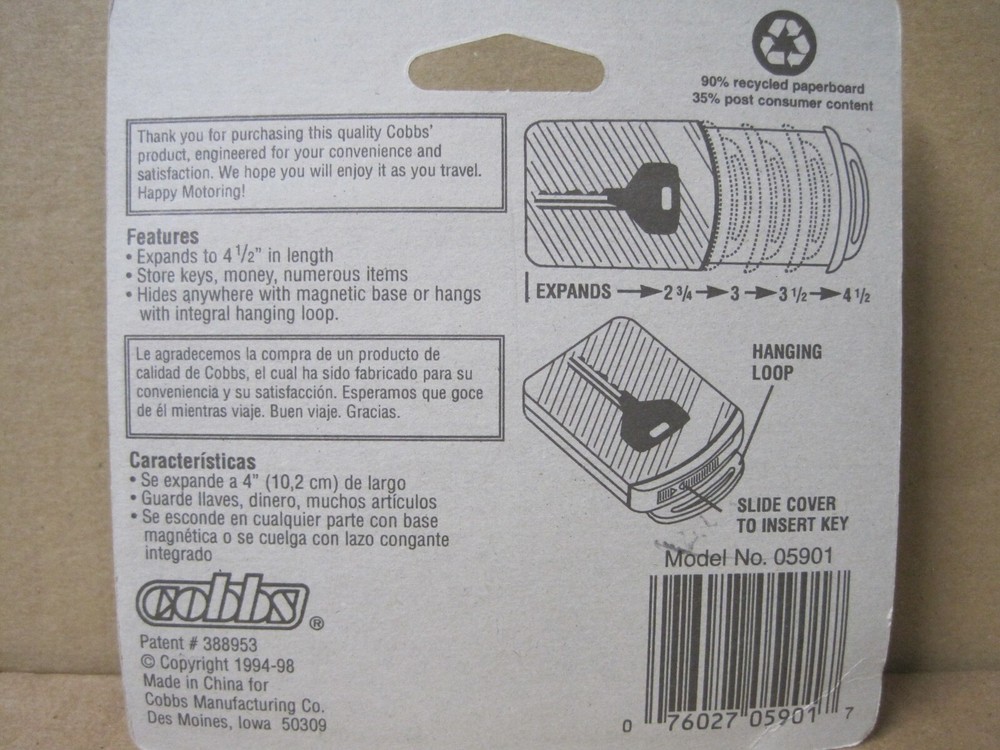 Magnetic key case expandable Cobbs 1994-98