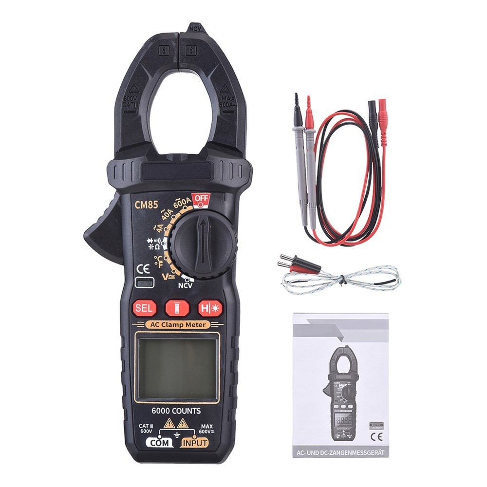 CM85 Clamp Meter with Backlight Flashlight NCV Diode Buzzer 6000 Count