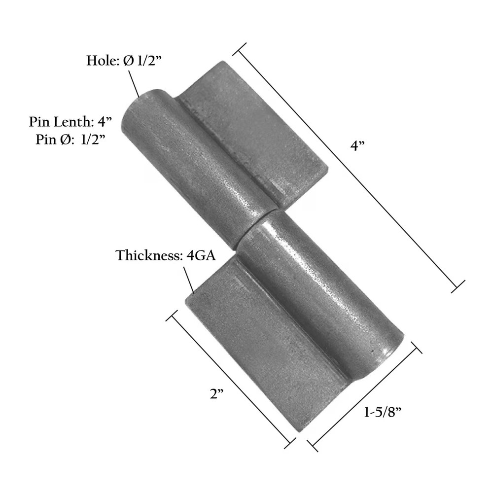 4" Flag Double Wrap Hinge 1/2" Diameter Pin Easy Removal Doors & Panels Weld On