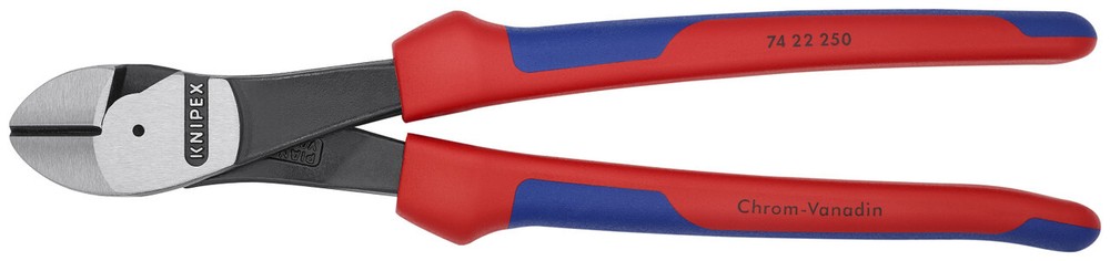 Knipex 74 22 250,High Leverage12°Angled Diagonal Cutter,10",Multi-Component,Bulk