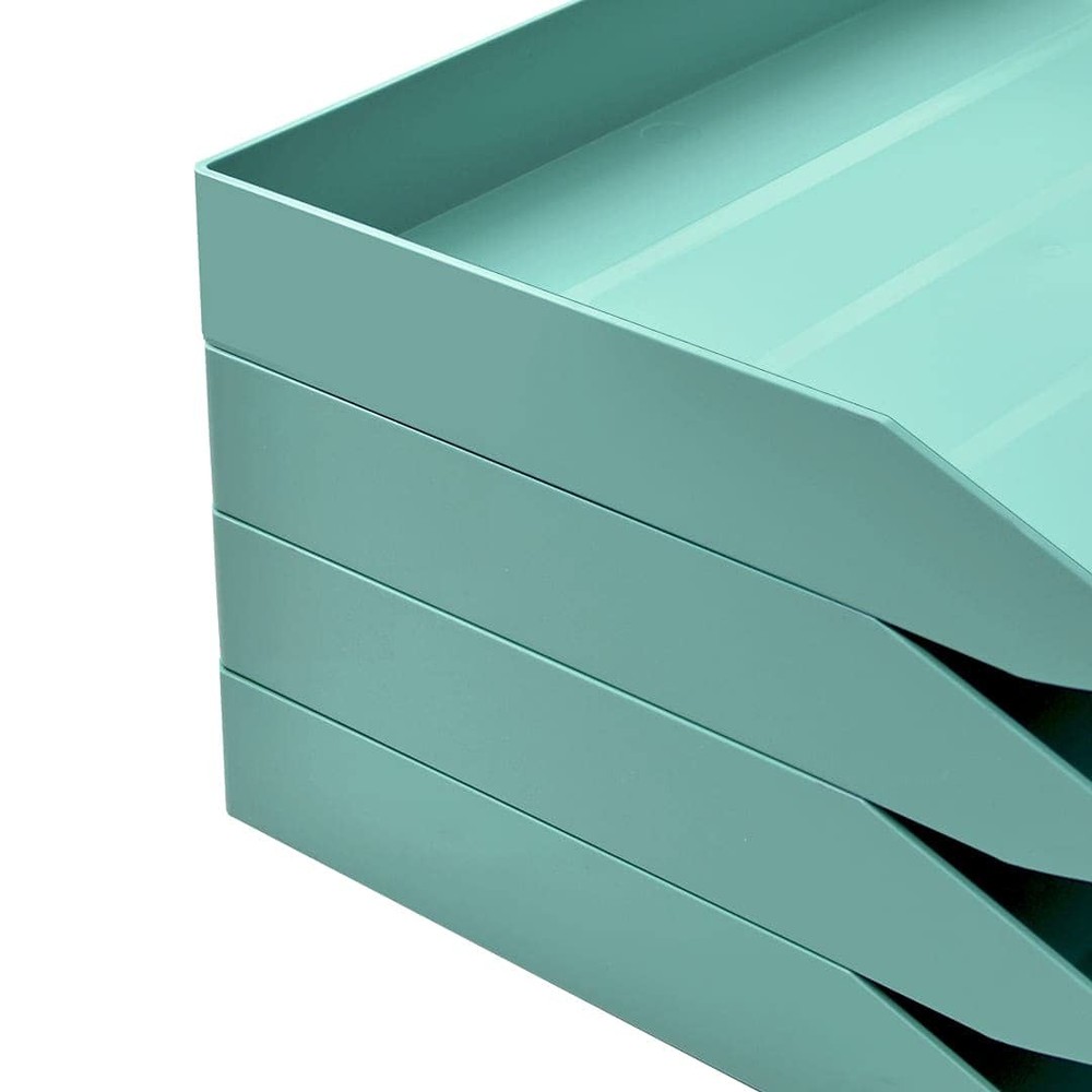 Stackable Letter Tray 2 Tier Side Load Plastic Desktop File Organizer Solid G...