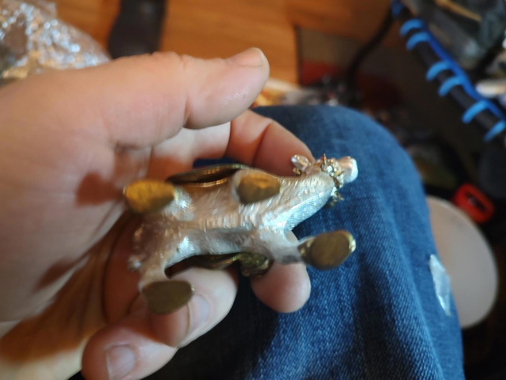 Decorative Silver Camel Figurine with Gemstone Accents