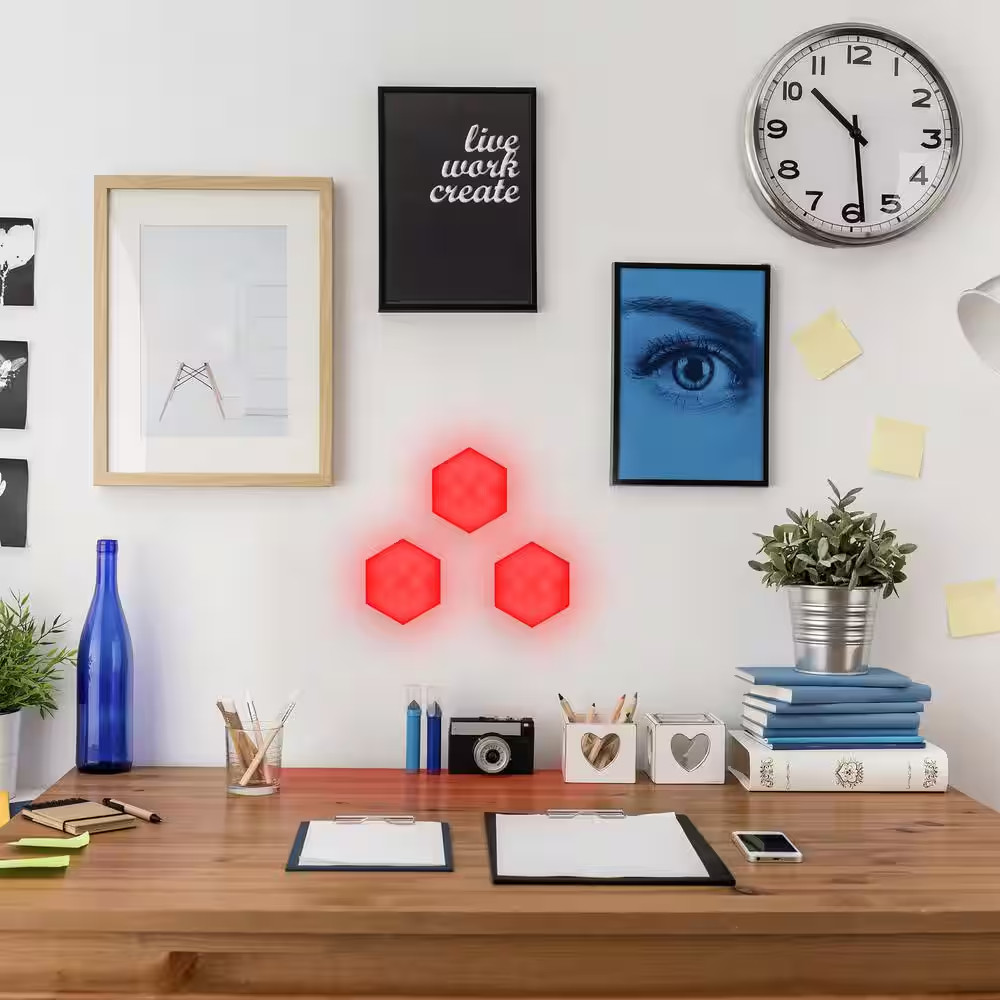 Hexagon Unique Multi-Color LED Touch Light, 4 Color-Changing Modes, DIY Installa
