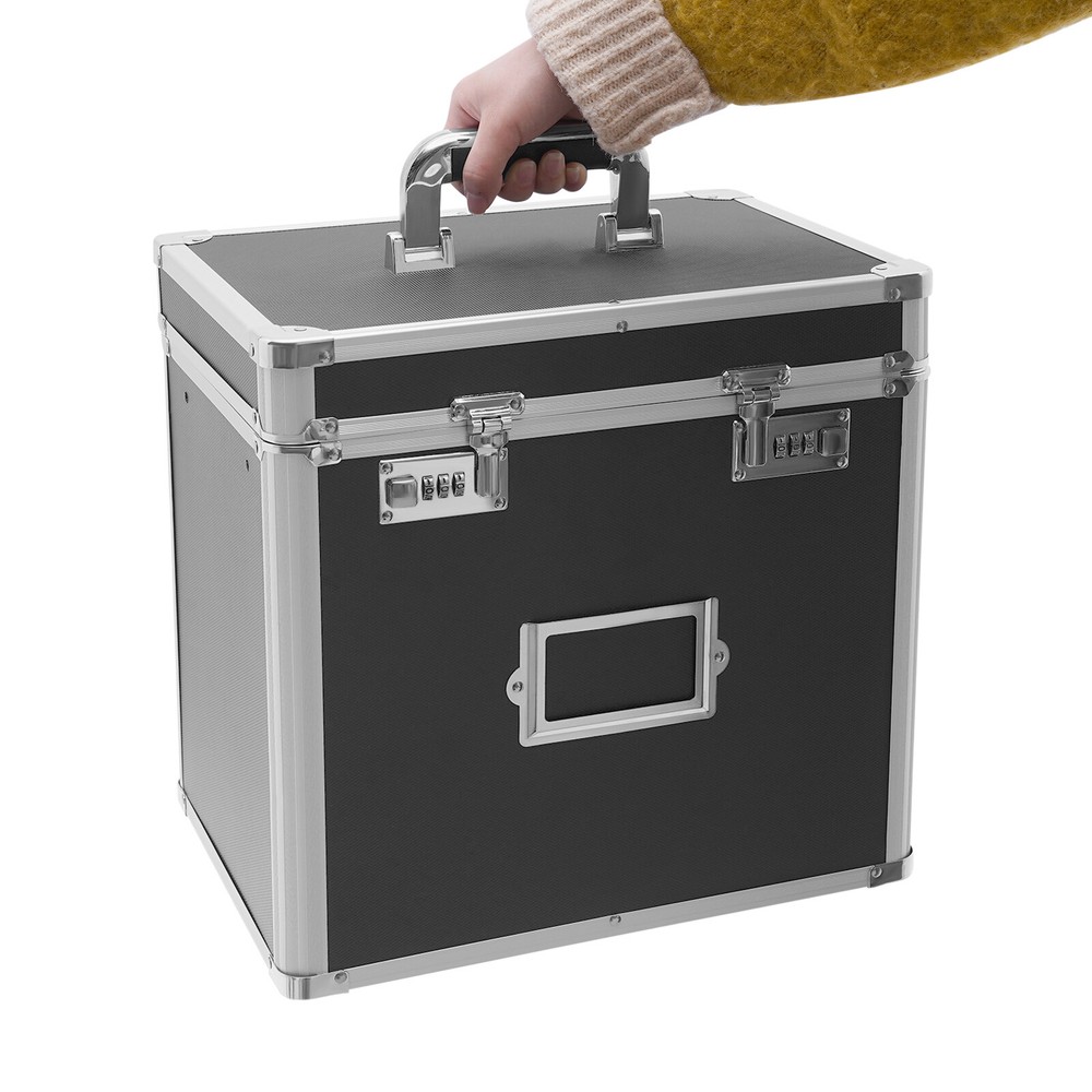 Portable Locking File Organizer Box for Home & Office Storage
