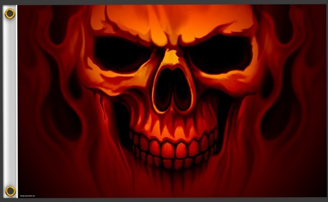 BIKER FLAG GHOST SKULL FLAG   3 X 5 FLAG *