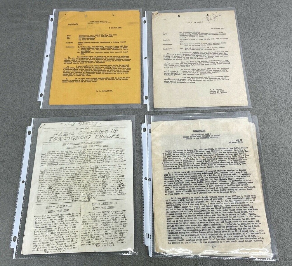 WWII US Navy & USS Terror CM-5 Documents