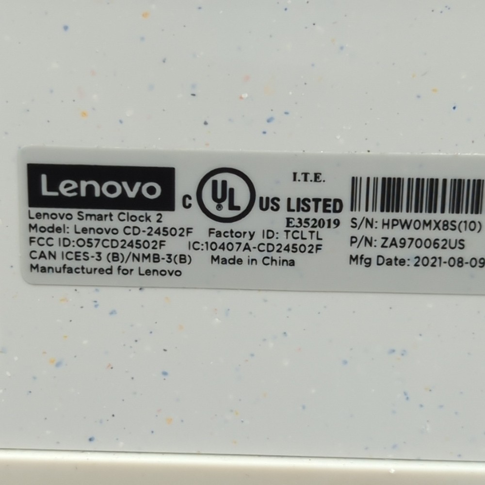 Lenovo Google Assistant Smart Clock 2 Touch Screen CD-24502F Heather Grey