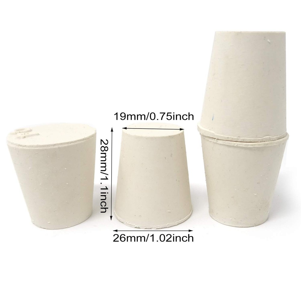 10PCS 4 Tapered White Solid Rubber Stopper, Rubber Plug, 26x19x28mm, Lab