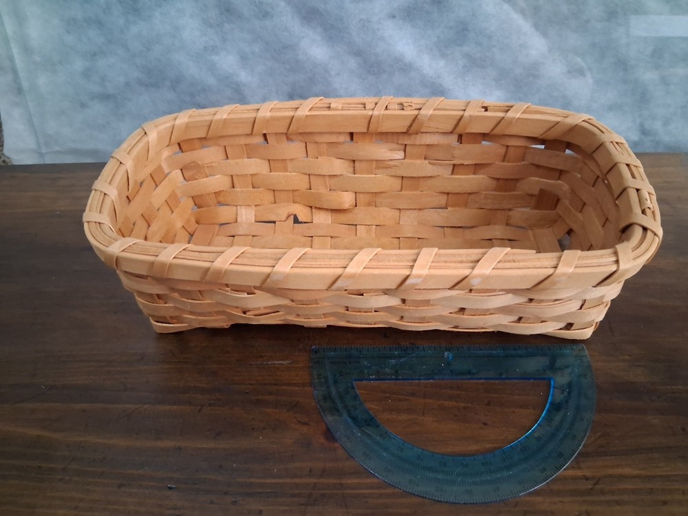 Rectangular Woven Wood Basket Small Brown Traditional  Indoor