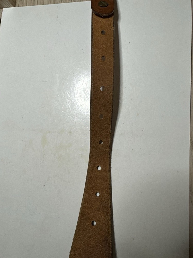 Genuine leather adjustable rifle sling, brown