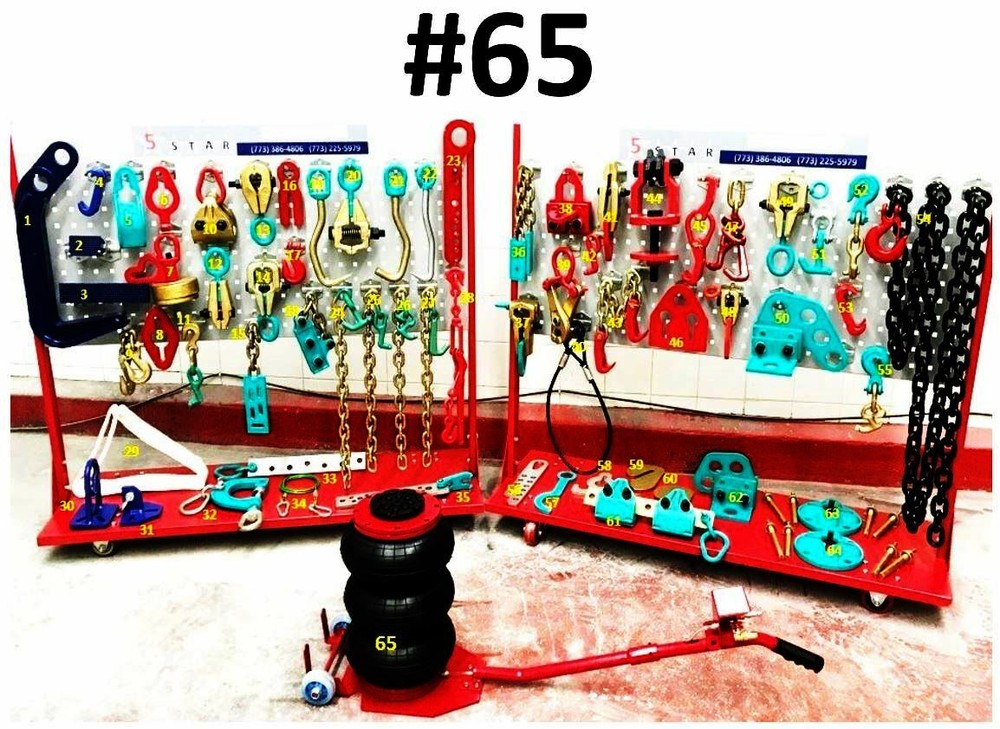 SET#65 - 65 PIECE HEAVY DUTY AUTO BODY FRAME MACHINE PULLING TOOLS & CLAMPS JACK