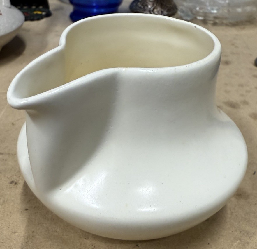 HALL Smooth Ceramic Pitcher Off White Great Condition Front Point