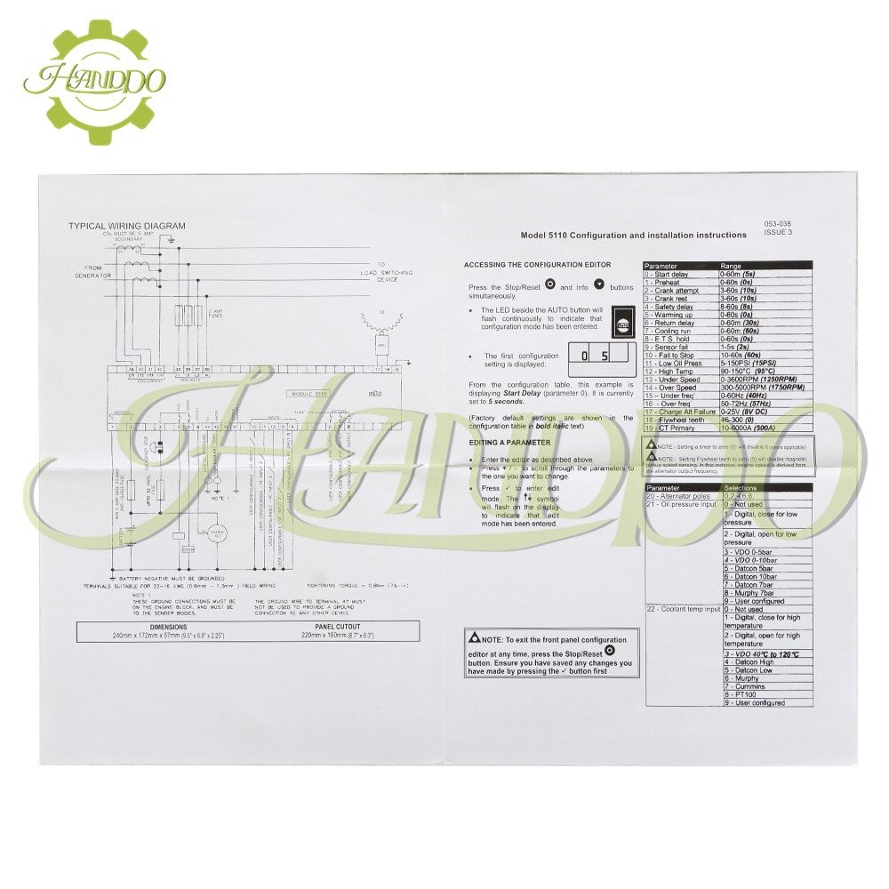 Electronic Controller Control Module LCD Display For Deep Sea DSE5110 Generator