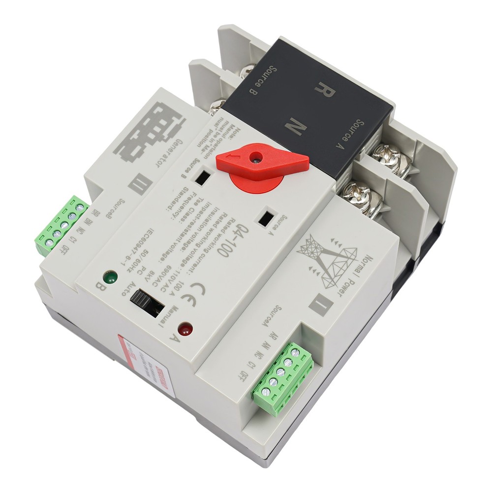 Automatic Transfer Switch 2P 100A Generator Changeover Switch Dual-Power NEW!
