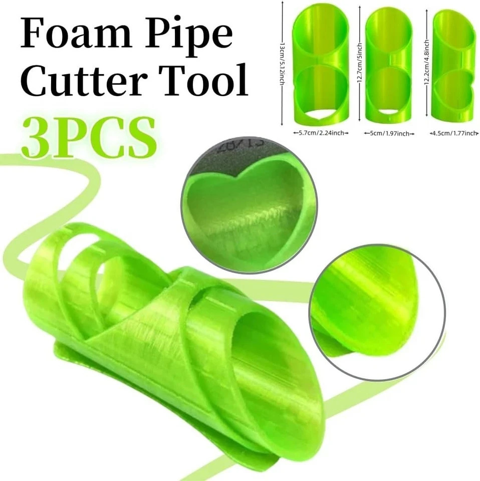 3 Pack, 3 Sizes, Foam Pipe Cutter Tool Insulation Cutting Fixture Guide
