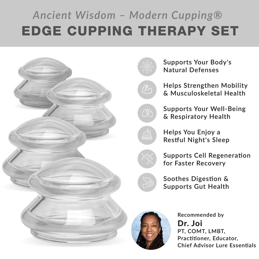 Lure Essentials Edge Silicone Cupping 4 Piece Assortment, Transparent Clear