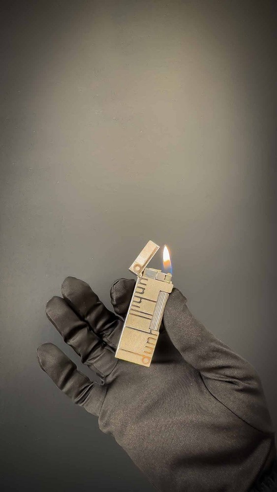 Rare Dunhill Rollagas lighter Silver Plated With Dunhill Logo Pattern
