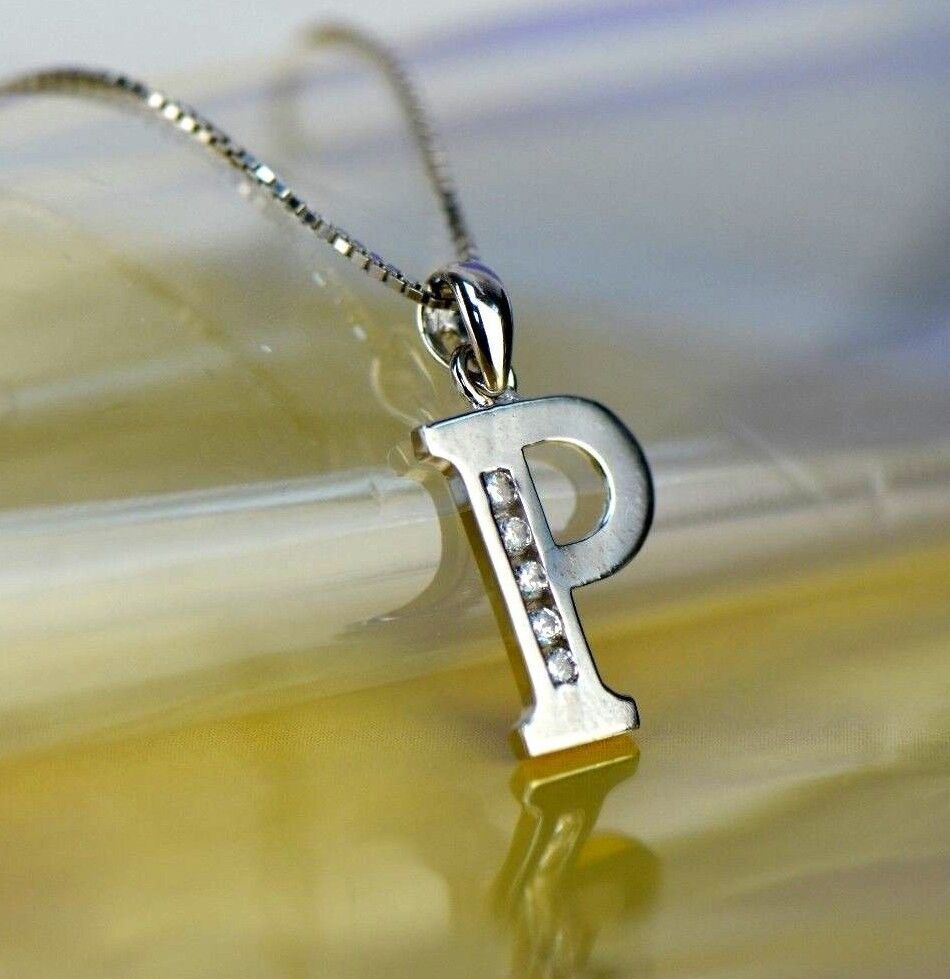 925 Sterling Silver Initial Letter CZ Pendant