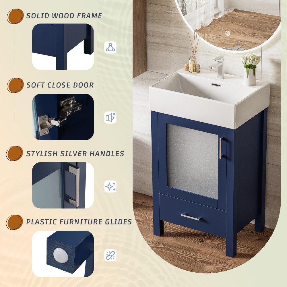 Bathroom Vanity with Sink Includes Storage Space Pre-drilled for Plumbing