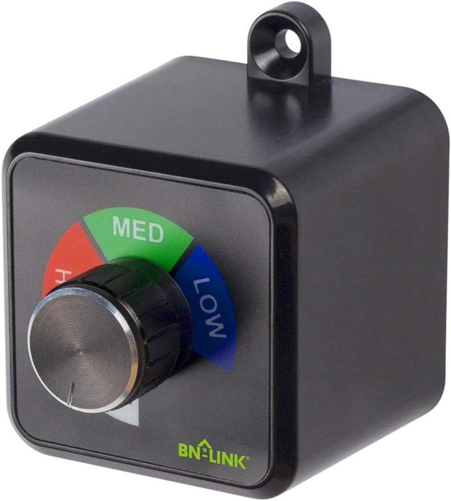 BN-LINK Variable Fan Speed Controller, Plug-In Electric 3 Speed Regulator Adjust