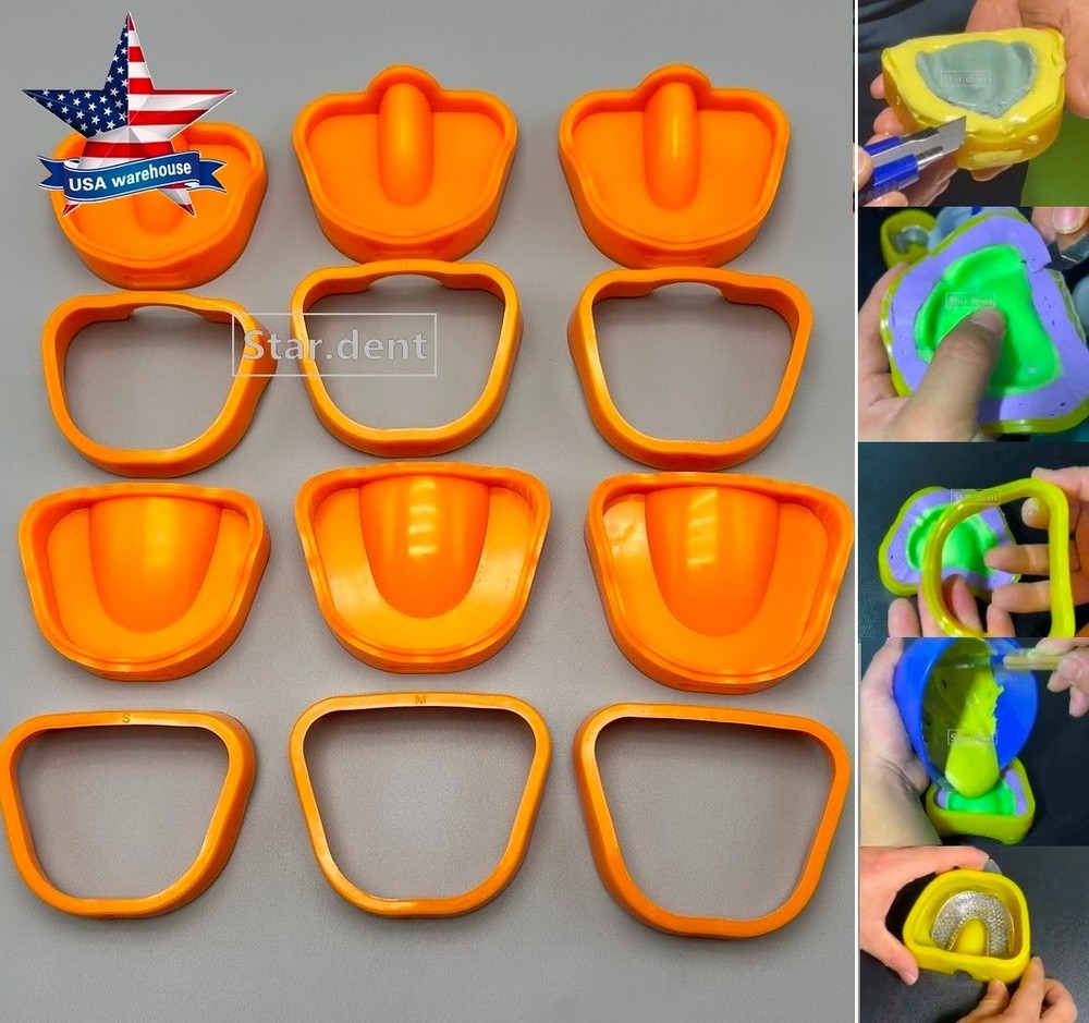 Silicone Dental Lab Plaster Model Former Base Denture Surround Holding Tray Set