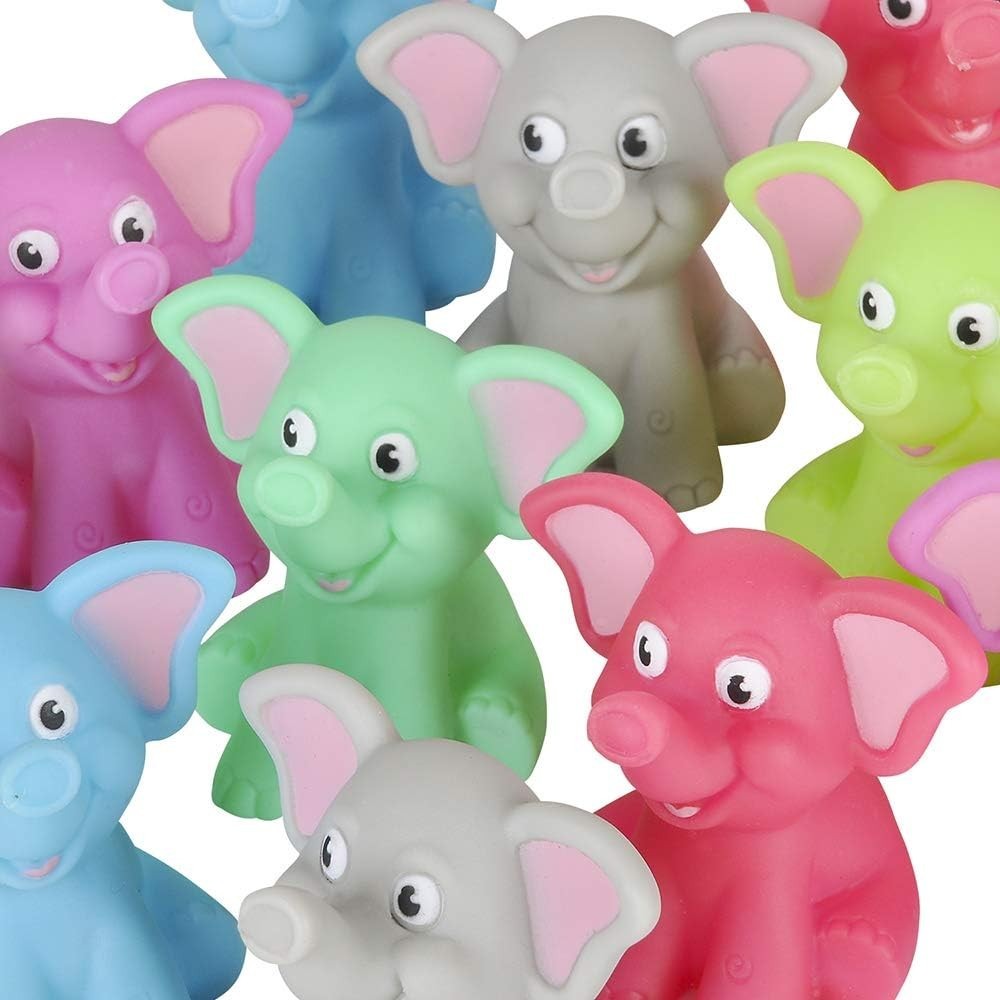 2" Rubber Water Squirting Elephant - 12 Piece Assortment