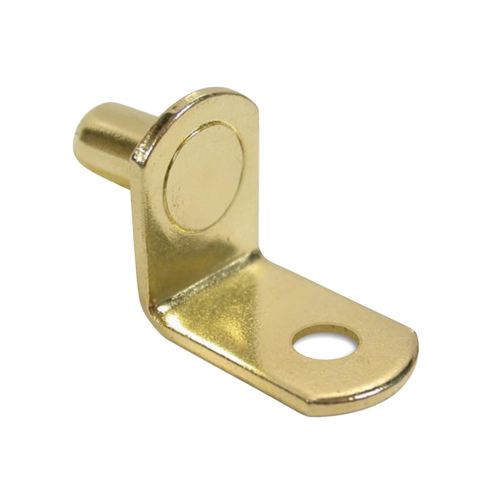 1/4" L-Shaped Shelf Support, Brass With Hole ROKSPL14B