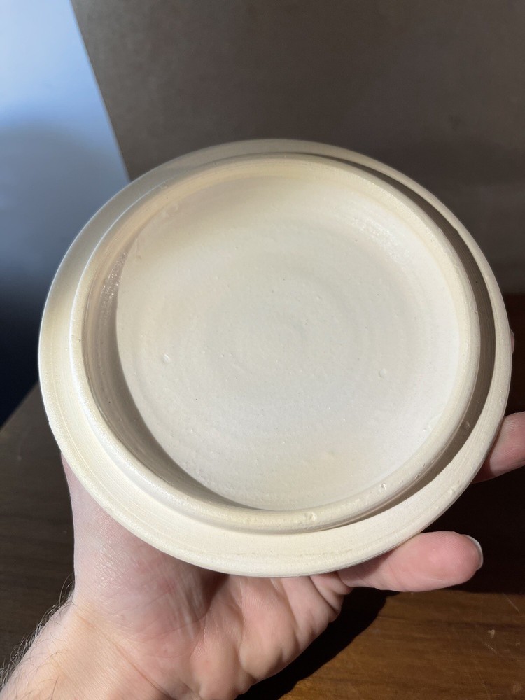 Hand Made Pottery Trinket Dish With Floral Handle Signed On Base