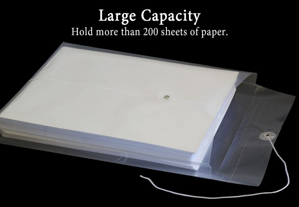 Letter Size Clear Poly Envelopes with String Closure 10 Pack, Plastic Envelop...