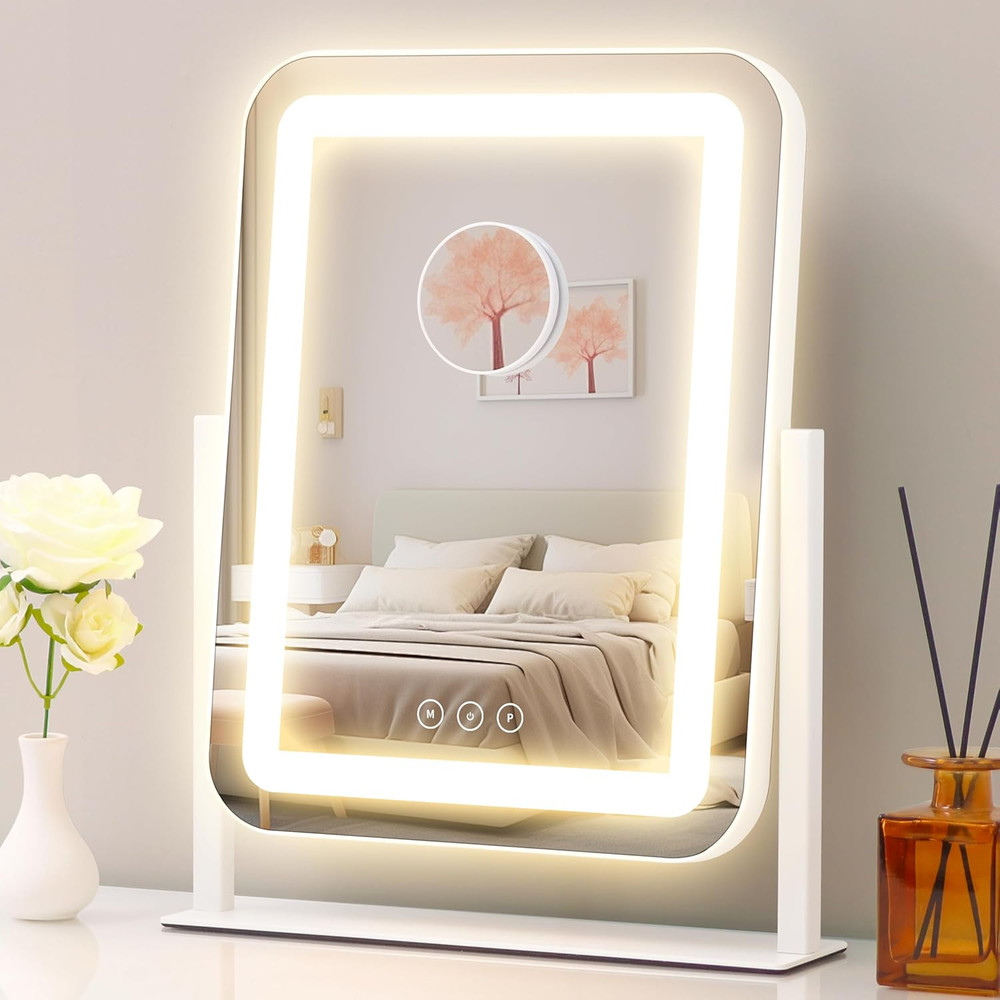 LED Vanity Mirror with Touch Control, Dimmable 3-Light Modes, 13.1"x16.7