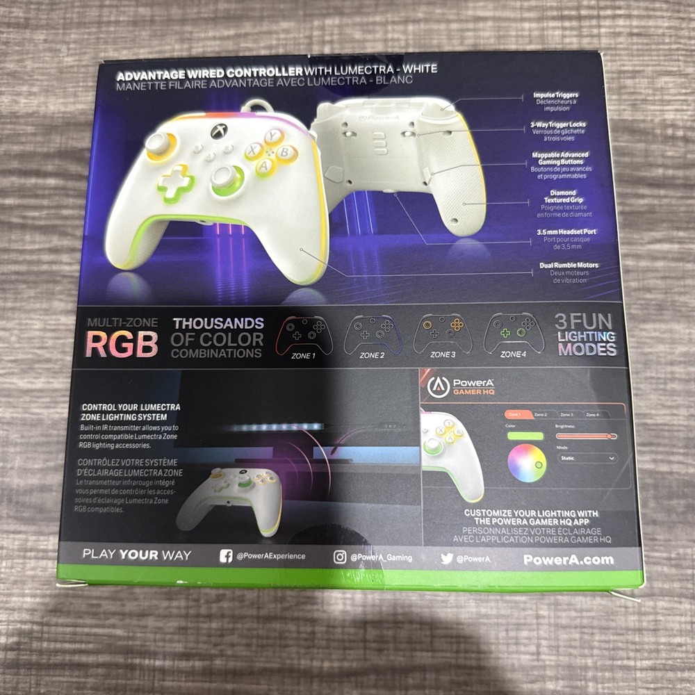 Power A Advantage Lumectra Wired Controller (White) - Xbox Series X Box Damage