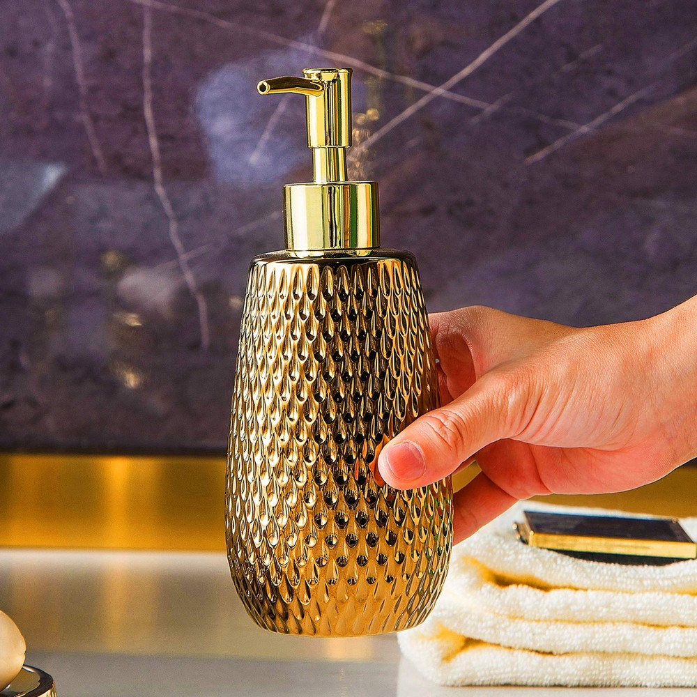 Gold Bathroom Accessory Set 4 Piece Ceramic Bath Accessories Sets Complete, R...