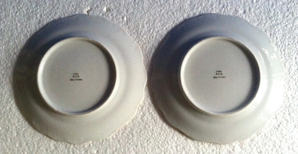 Pair of Hauser Dresden Dessert Servings - Allover Rose Pattern