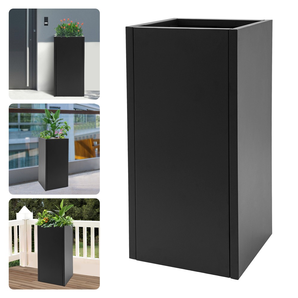Tall?Outdoor/Indoor?Planter?Box,?Rectangular?Large?Flowerpot,?Tall?Metal?Planter