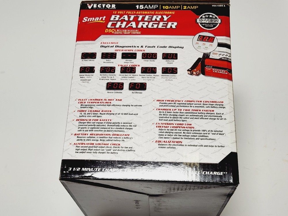 Vector Auto Battery Charger 15amp