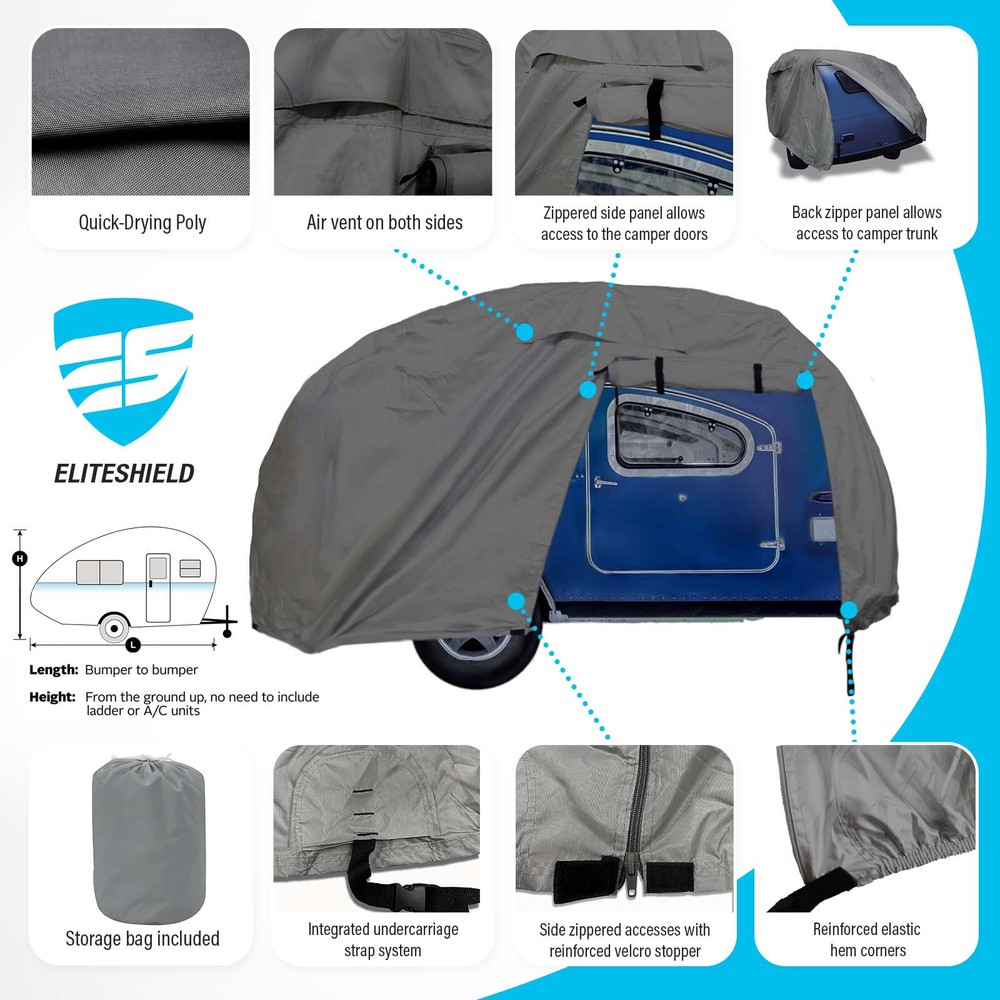 Deluxe NuCamp TAB 320 Teardrop Travel Trailer Campe Cover w/ zipper door access