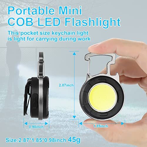 2 Pack Cob Small Keychain Work Light1000lumens Bright Rechargeable Keychain Mini