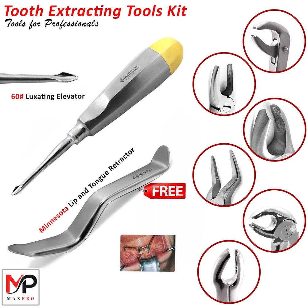 Professional Tooth Extraction Kit – Forceps, Minnesota Retractor & Elevators Lab