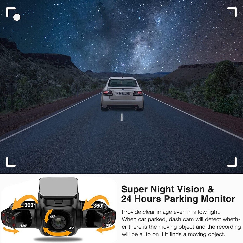 4 Lens Car DVR Dash Cam Video Recorder G-Sensor 1080P Front Side Inside Camera